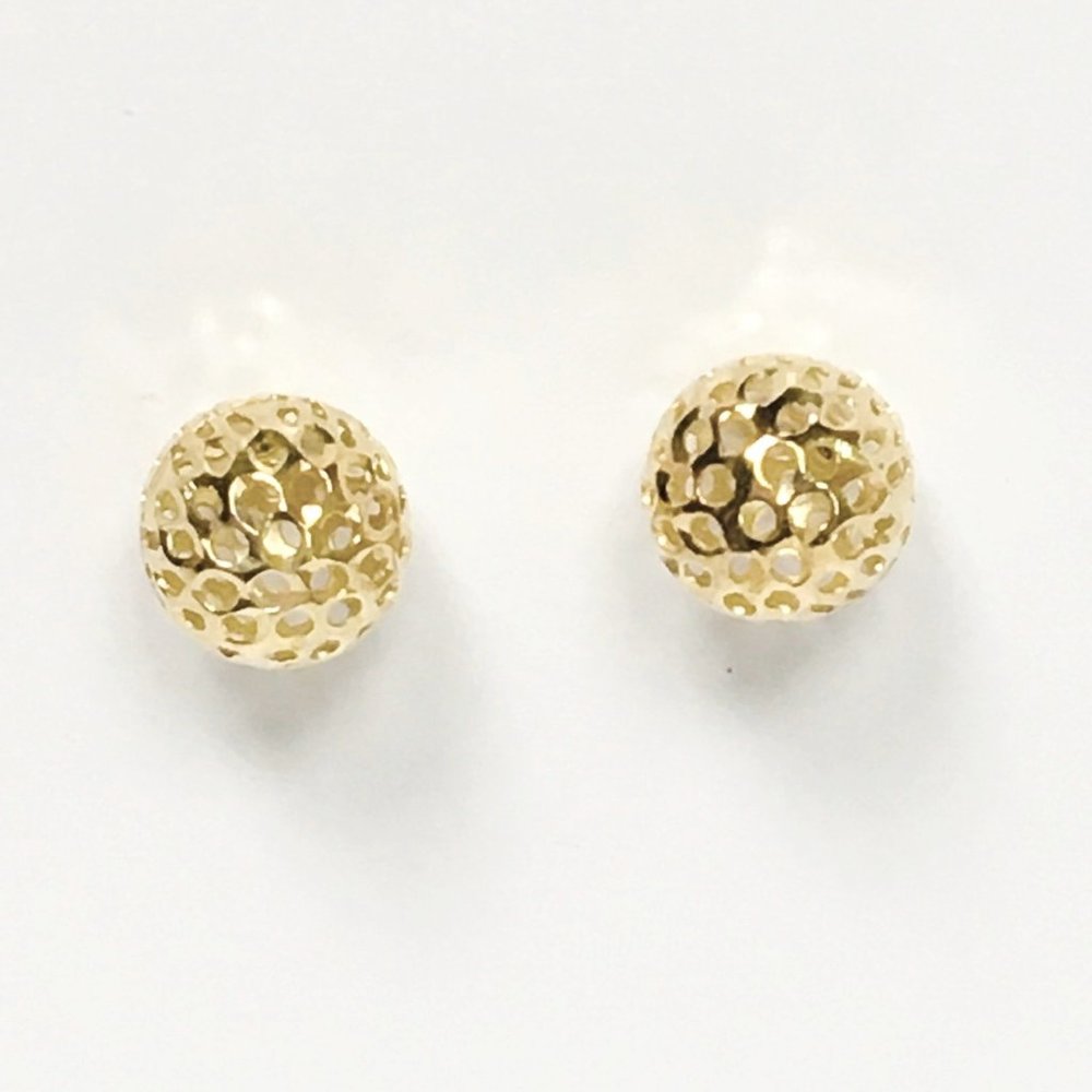 Ball Stud 18KT Gold Sterling Silver Earrings